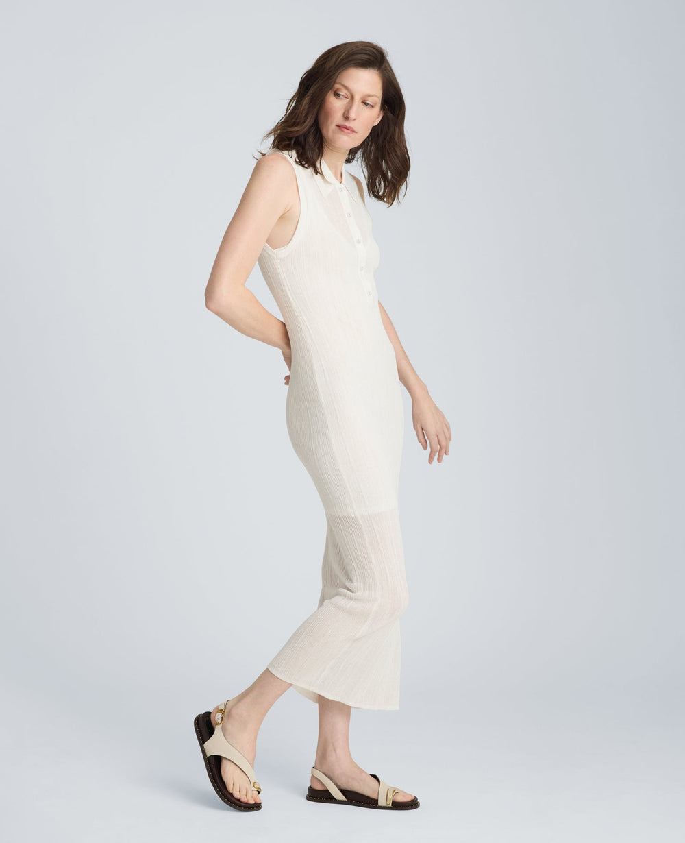 Kenneth Cole Varigated Polo Cap Sleeve Sweater Dress