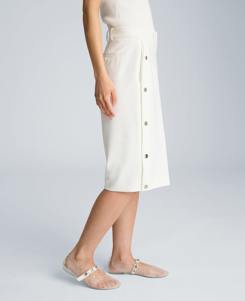 Kenneth Cole High Rise Fly Front Long Short with Rivet Side Snap
