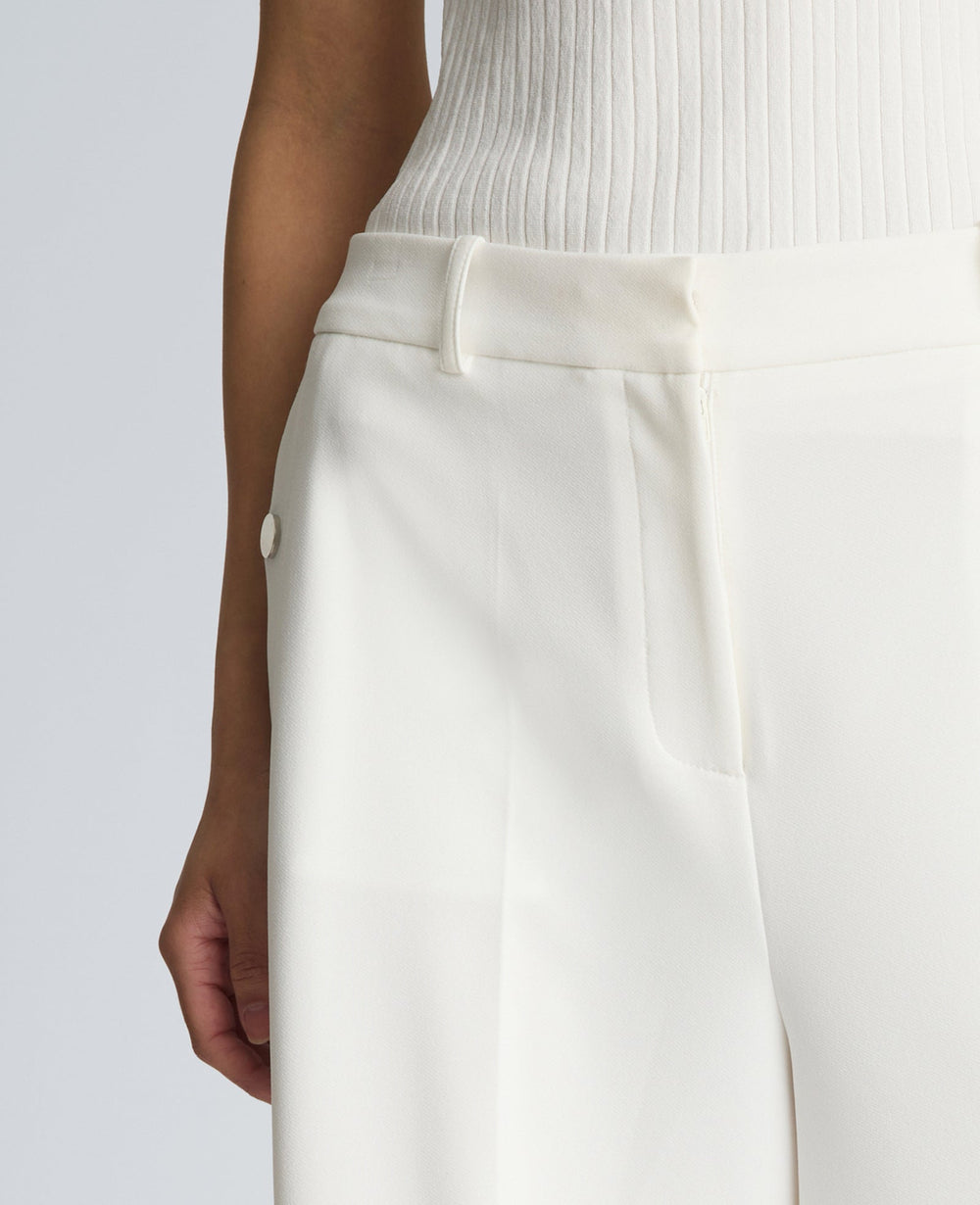 Kenneth Cole High Rise Fly Front Long Short with Rivet Side Snap