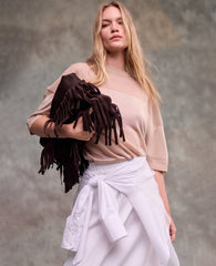 Kenneth Cole Shiny Semi Sheer Stripe Crew Neck