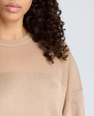 Kenneth Cole Shiny Semi Sheer Stripe Crew Neck