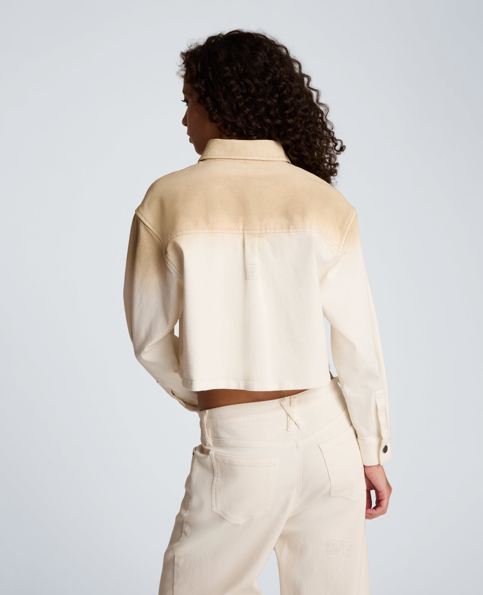 Kenneth Cole Gradient Oversized Cropped Shacket in Comfort Stretch Denim