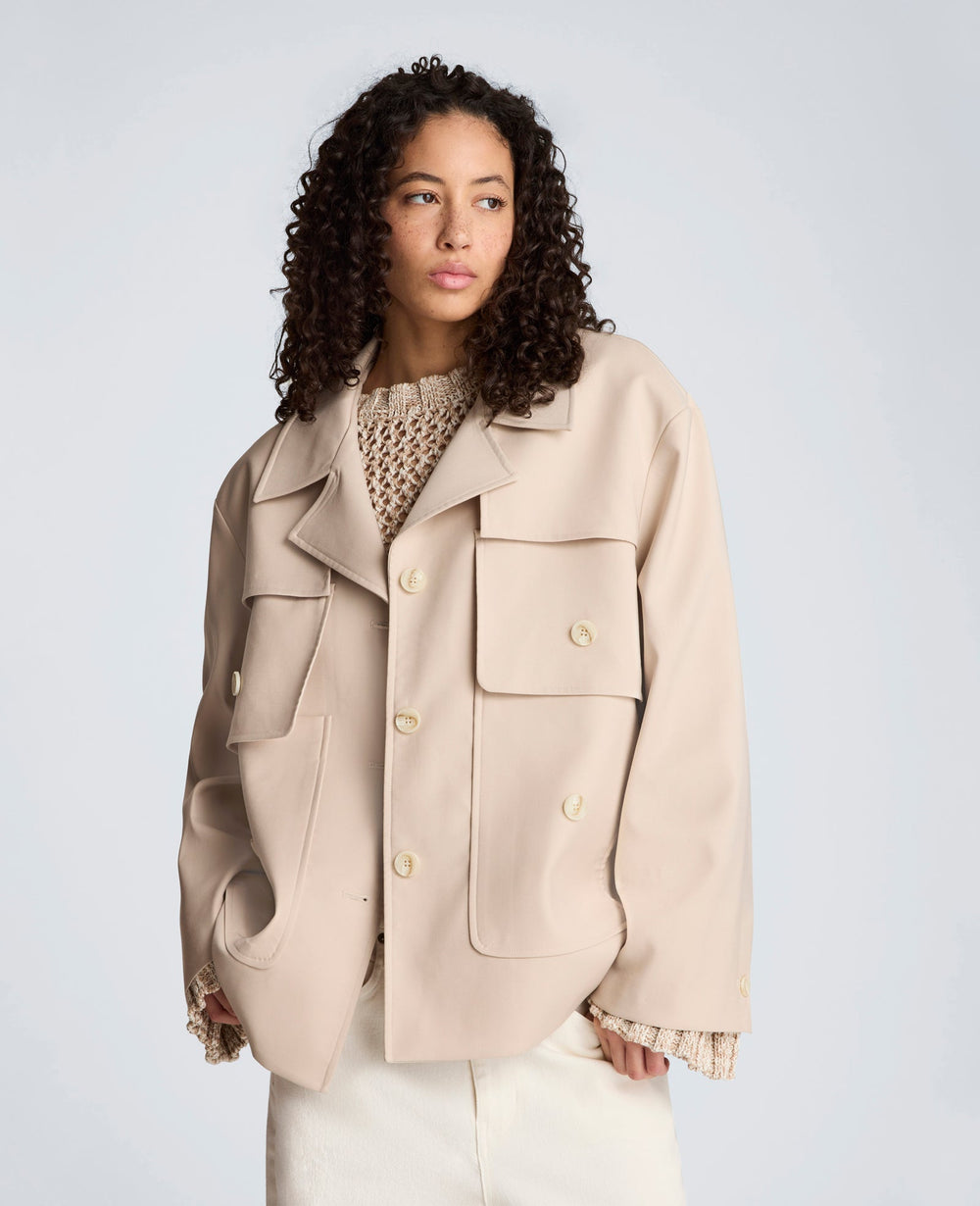 Kenneth Cole Melange Twill Multi Pocket Jacket with Notch Collar