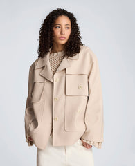 Kenneth Cole Melange Twill Multi Pocket Jacket with Notch Collar