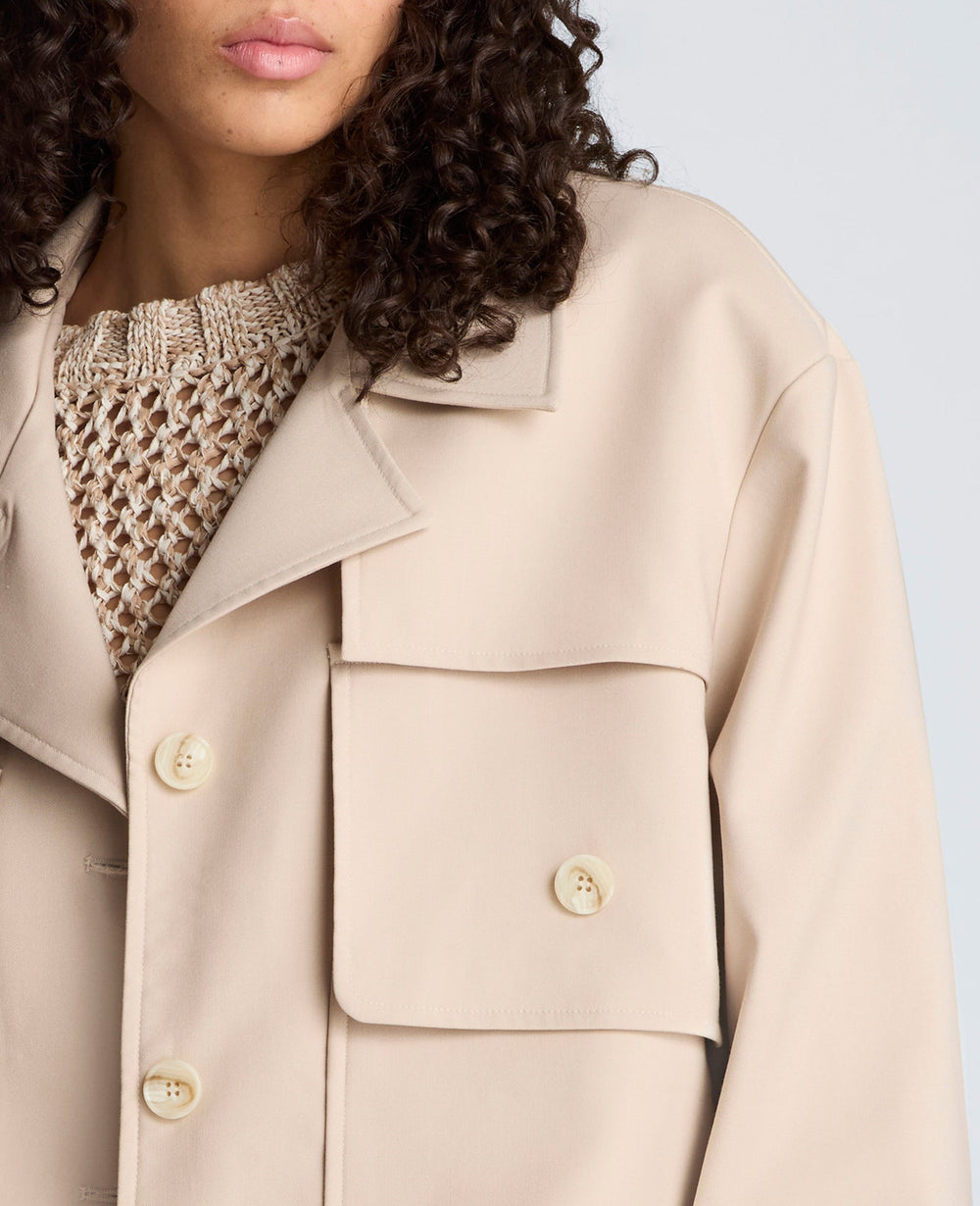 Kenneth Cole Melange Twill Multi Pocket Jacket with Notch Collar