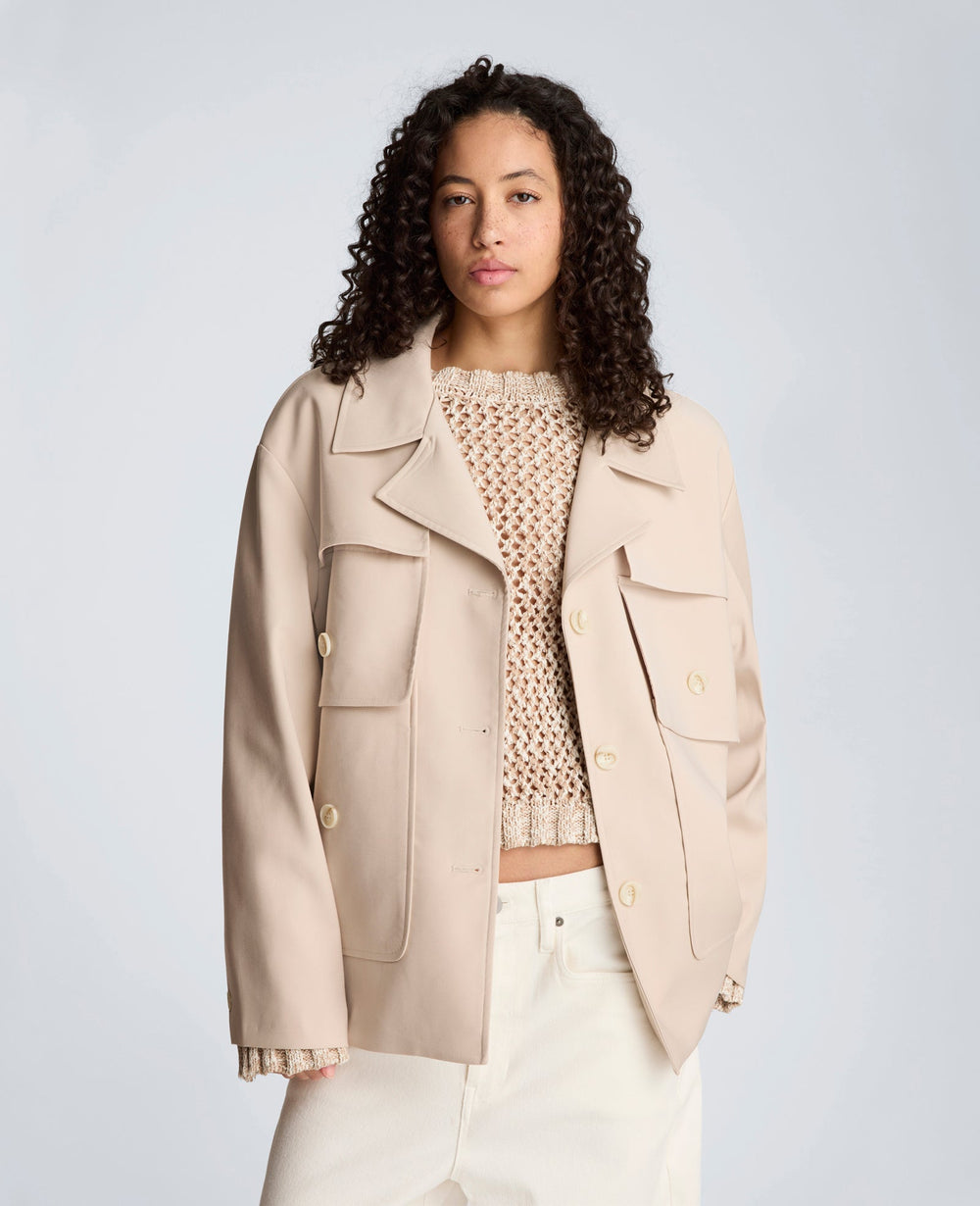 Kenneth Cole Melange Twill Multi Pocket Jacket with Notch Collar