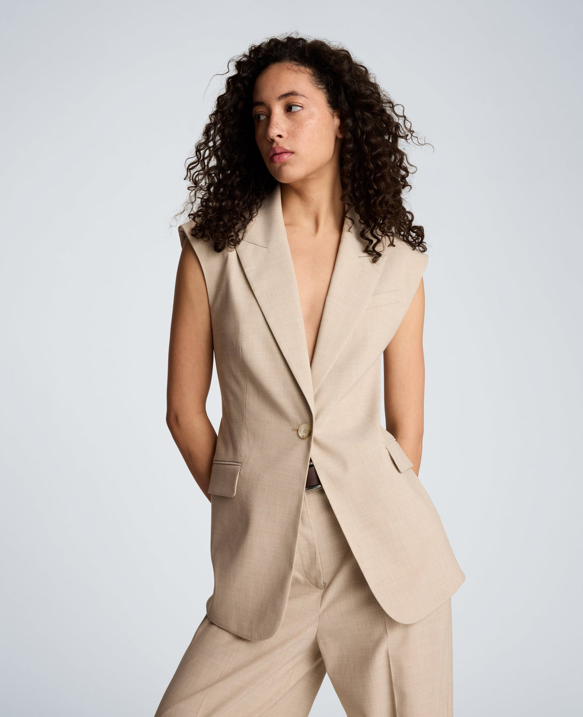 Kenneth Cole Crosshatch Weave Open Back Vest with Strap