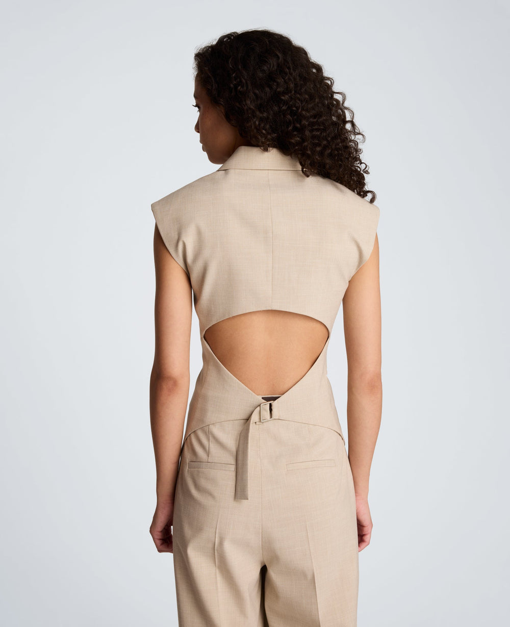 Kenneth Cole Crosshatch Weave Open Back Vest with Strap