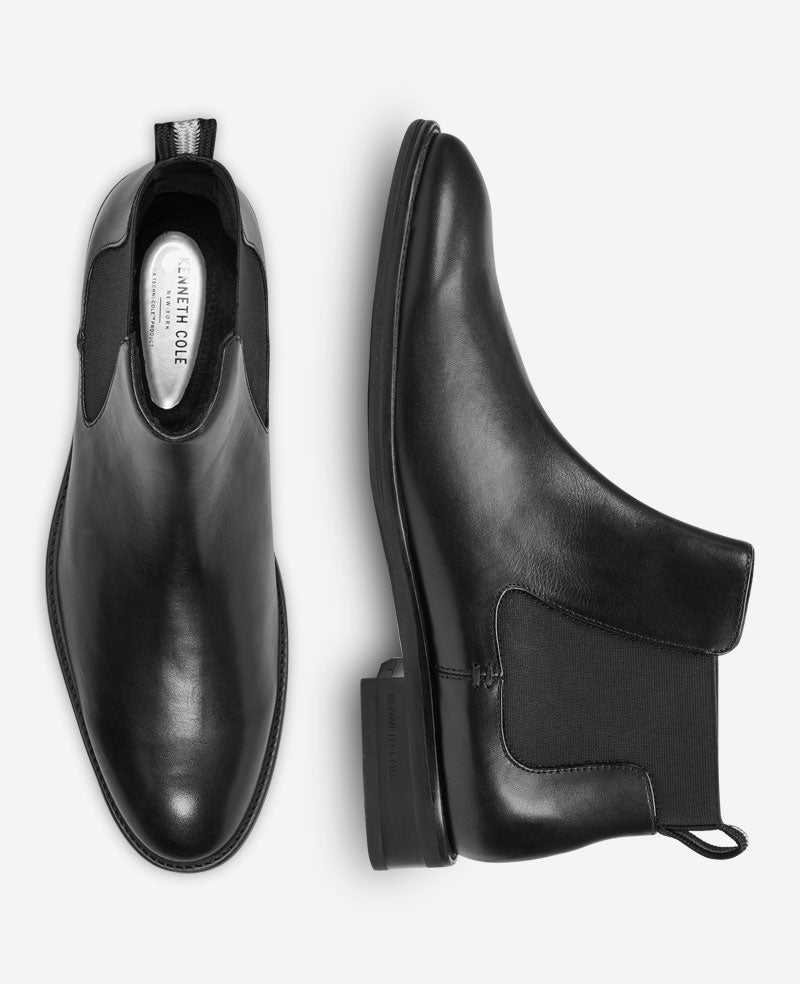 Kenneth Cole Tully Chelsea Boot for Men, Black Leather | KC