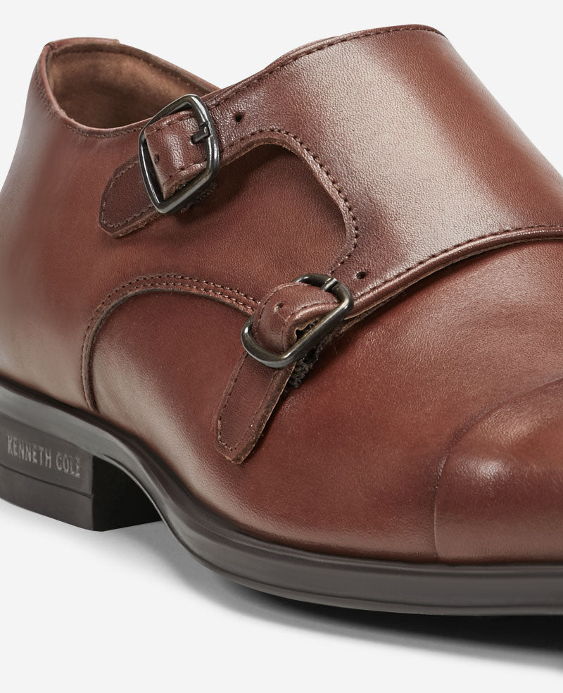 Kenneth Cole Charles Double Monk Strap Oxford – Cognac | Kenneth Cole