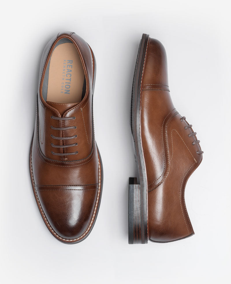 Kenneth Cole REACTION - Lawstin Cap Toe Oxford Shoes for Men, Tan | KC