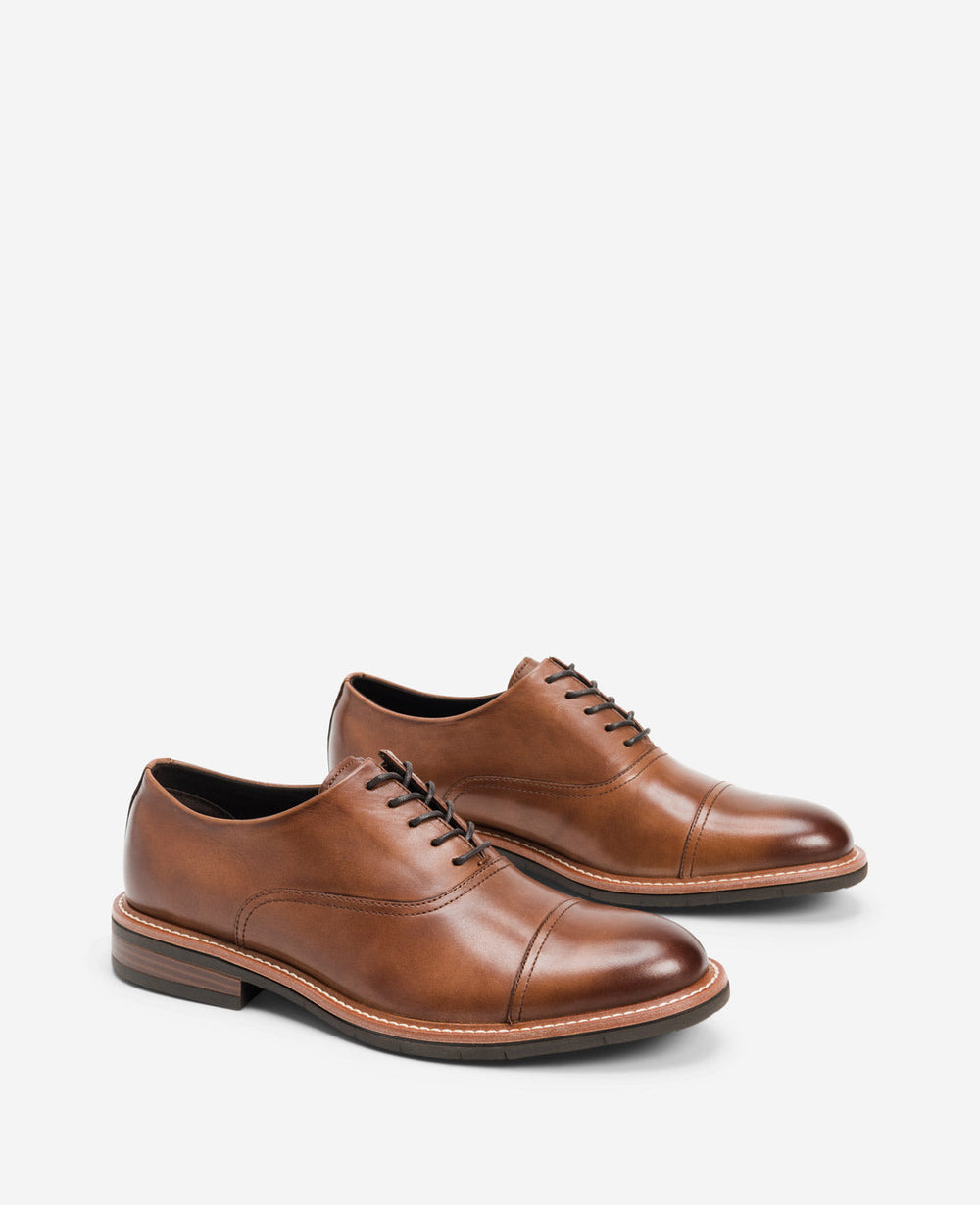 Kenneth Cole Klay Cognac Oxfords – Vegan Leather & Flex Comfort | KC