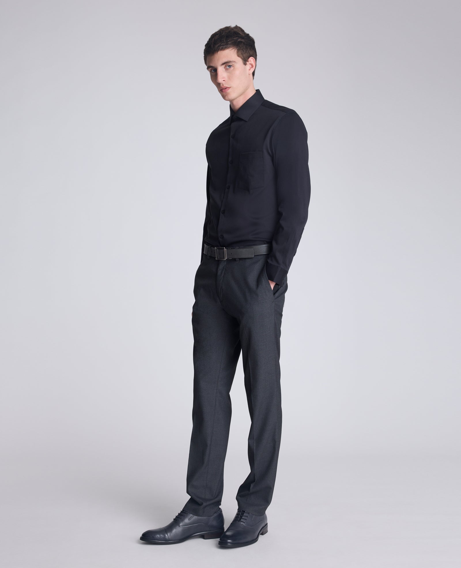 Kenneth Cole Buy Men's REACTION Slim-Fit Button-Down Dress Shirt, Black