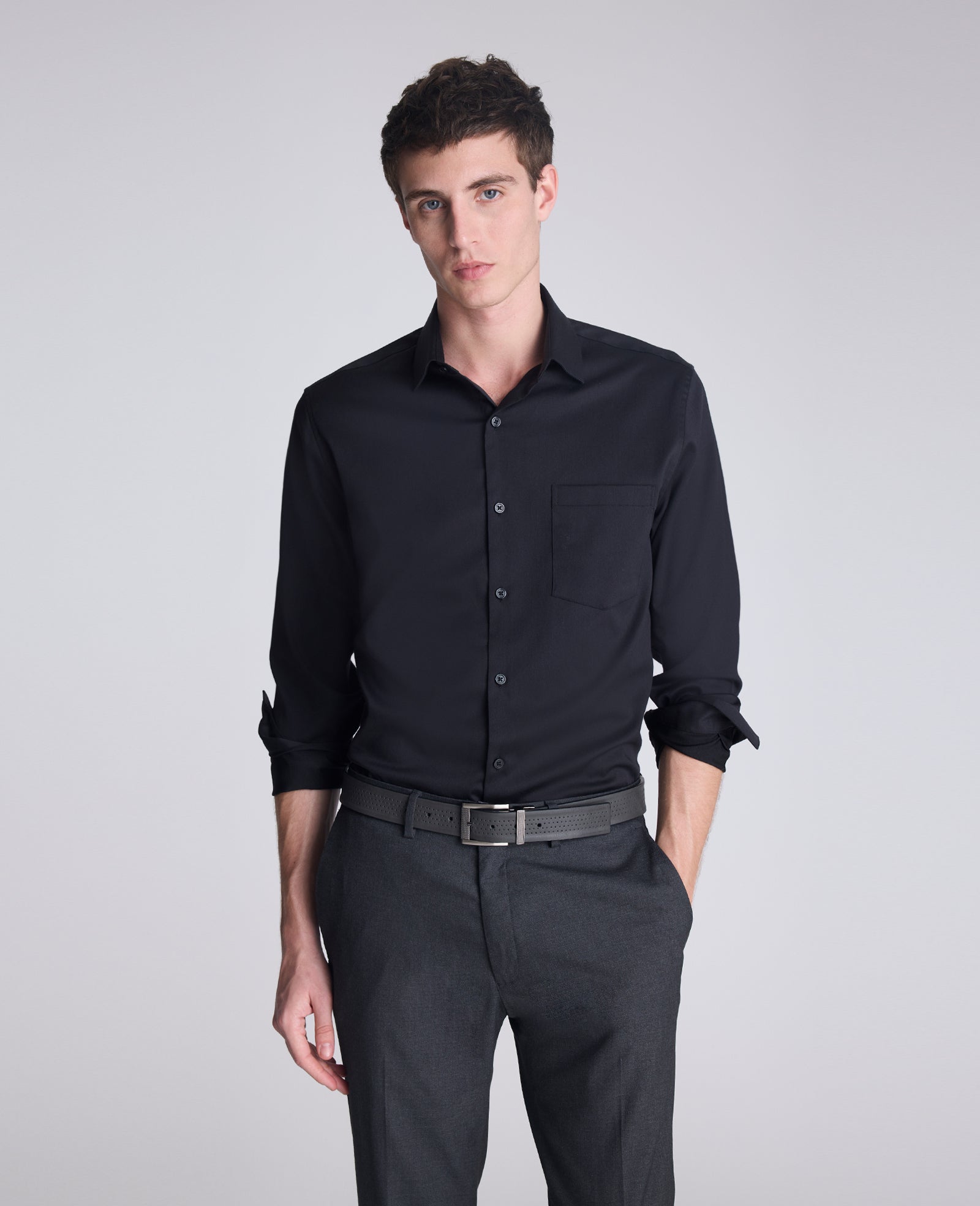 Kenneth Cole Buy Men's REACTION Slim-Fit Button-Down Dress Shirt, Black