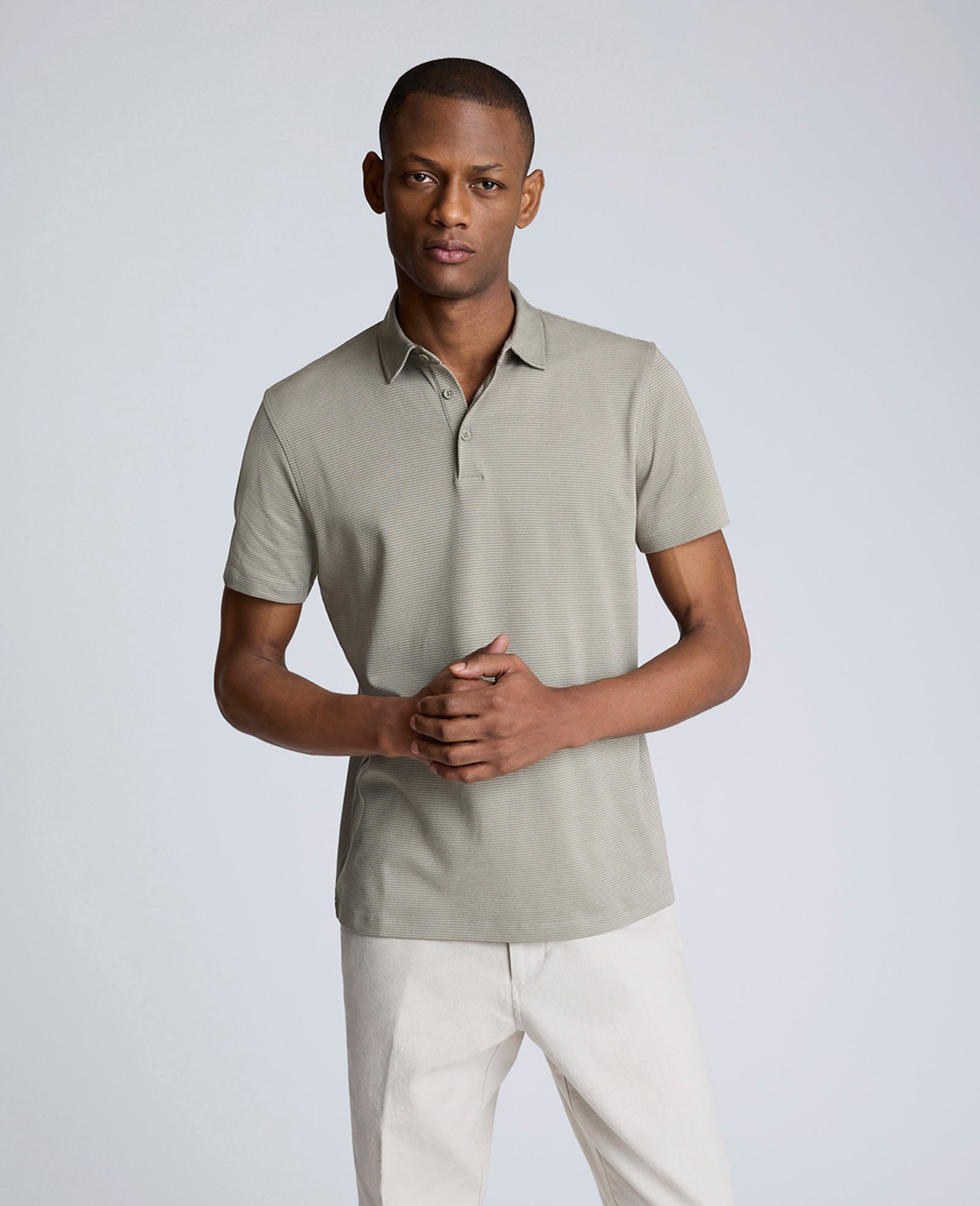 Kenneth Cole Shop Sage Two-Toned Knit Polo – Soft, Stretchy & Breathable