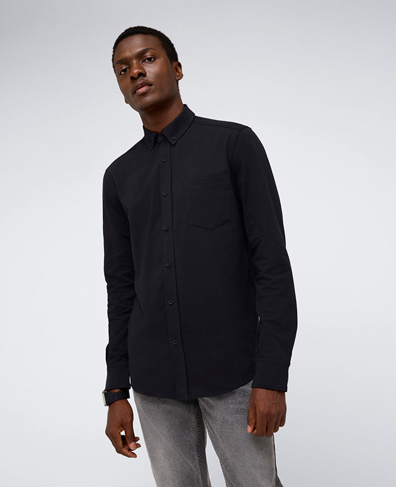 Kenneth Cole Men’s Stretch Button-Down Shirt with Pocket – Black | KC