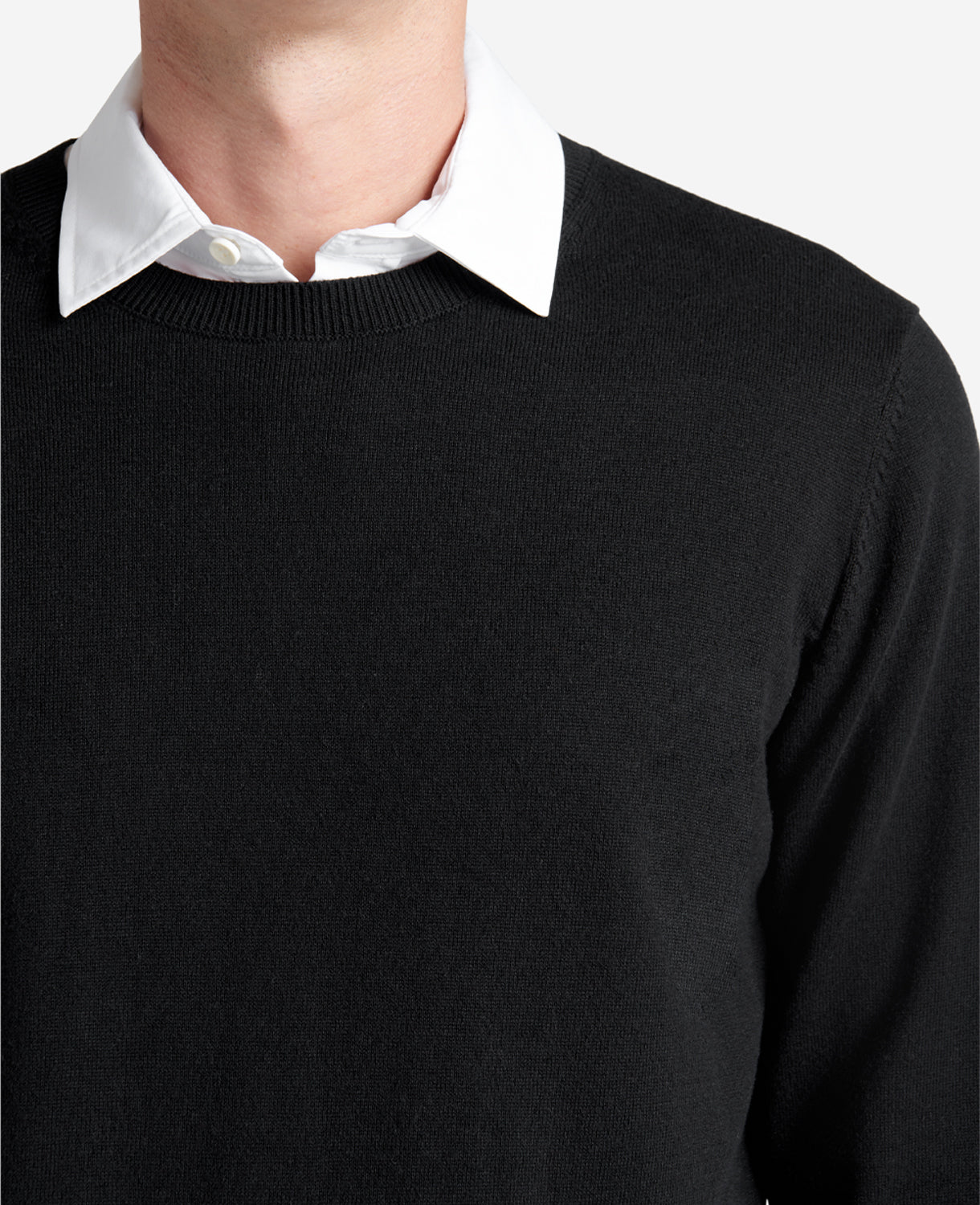 Kenneth Cole Black Crew Neck Sweater – Ribbed Cuffs & Classic Fit | KC
