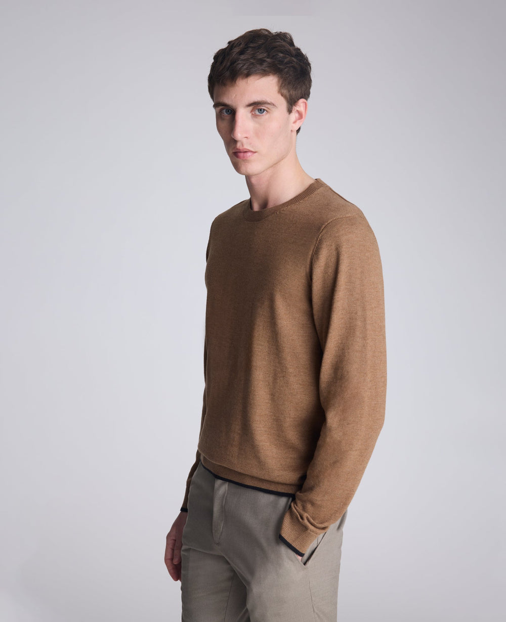 Kenneth Cole Heather Brown Crew Neck Sweater – Classic Fit | Kenneth Cole