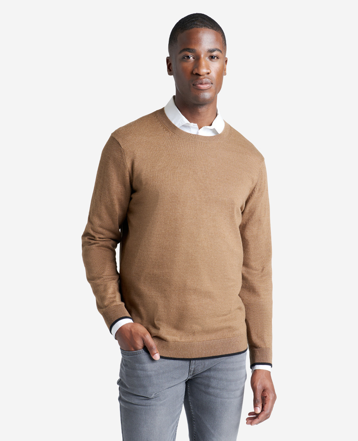 Kenneth Cole Heather Brown Crew Neck Sweater – Classic Fit | Kenneth Cole