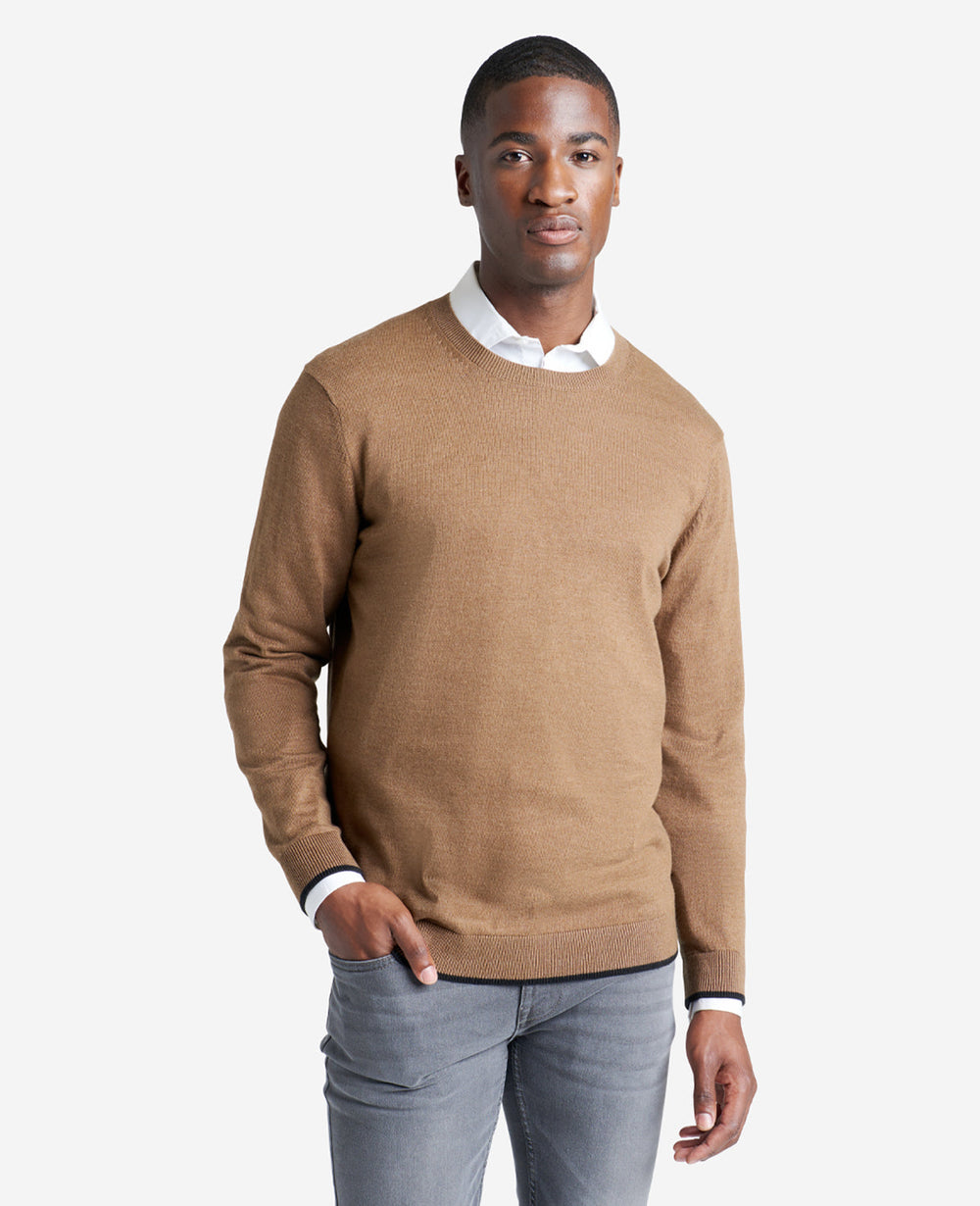 Kenneth Cole Heather Brown Crew Neck Sweater – Classic Fit | Kenneth Cole
