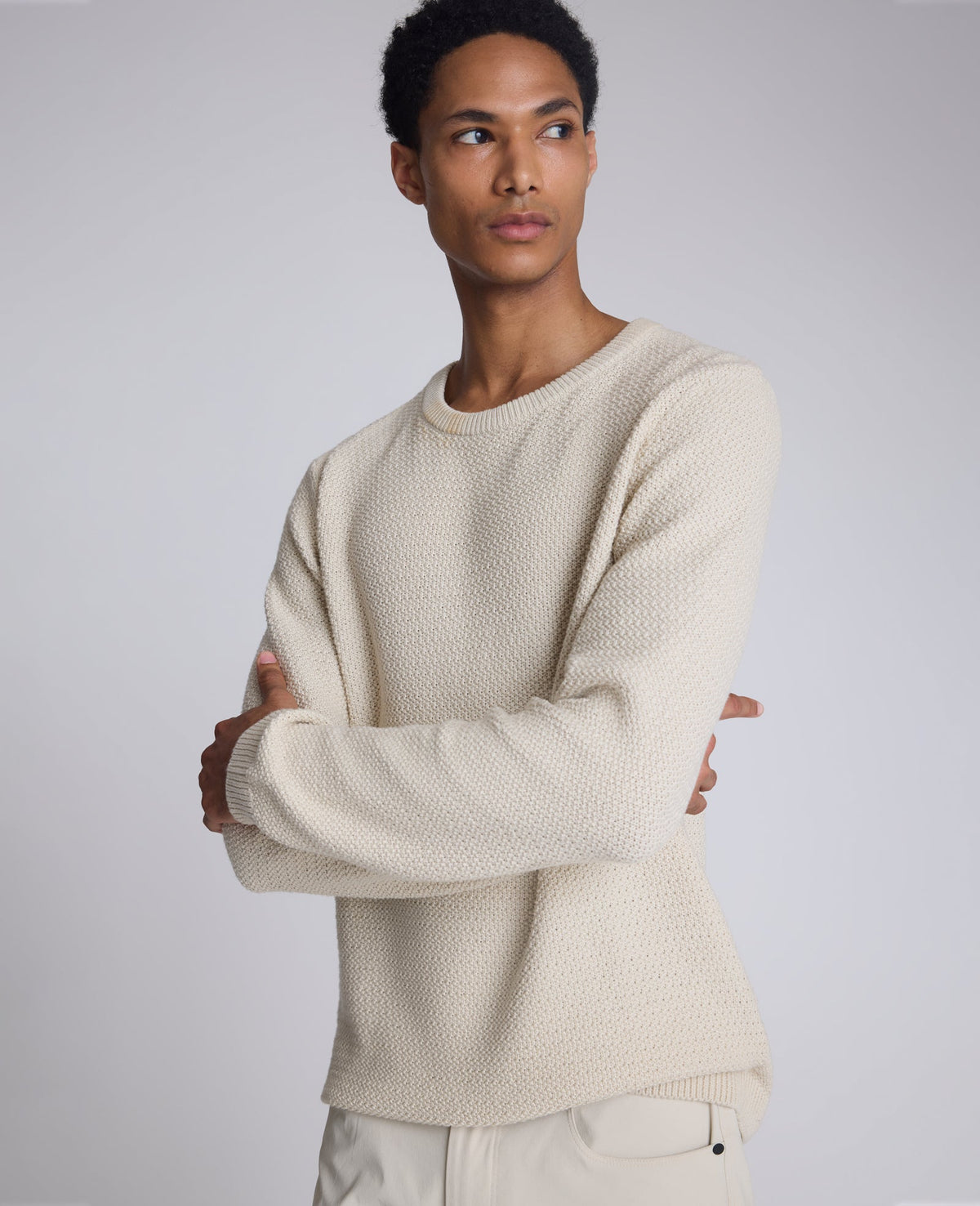 Kenneth Cole Shop Popcorn Crew Sweater: Offwhite Textured Knit | KC