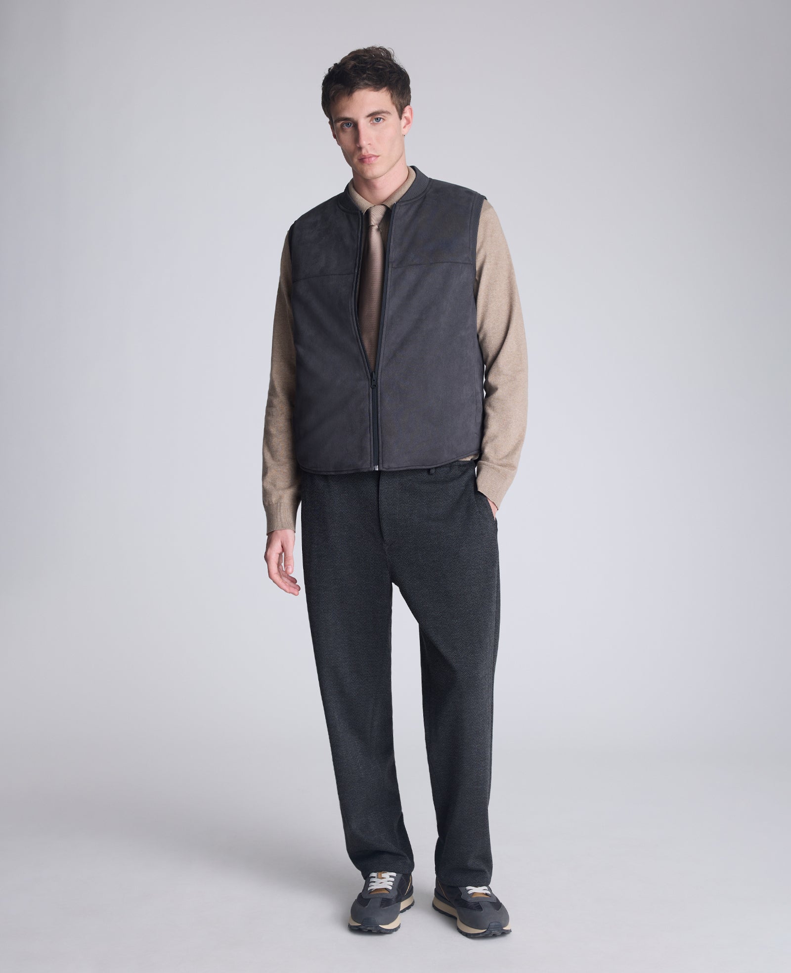 Kenneth Cole Men's Long Sleeve Button Sweater Polo, Light Brown Heather