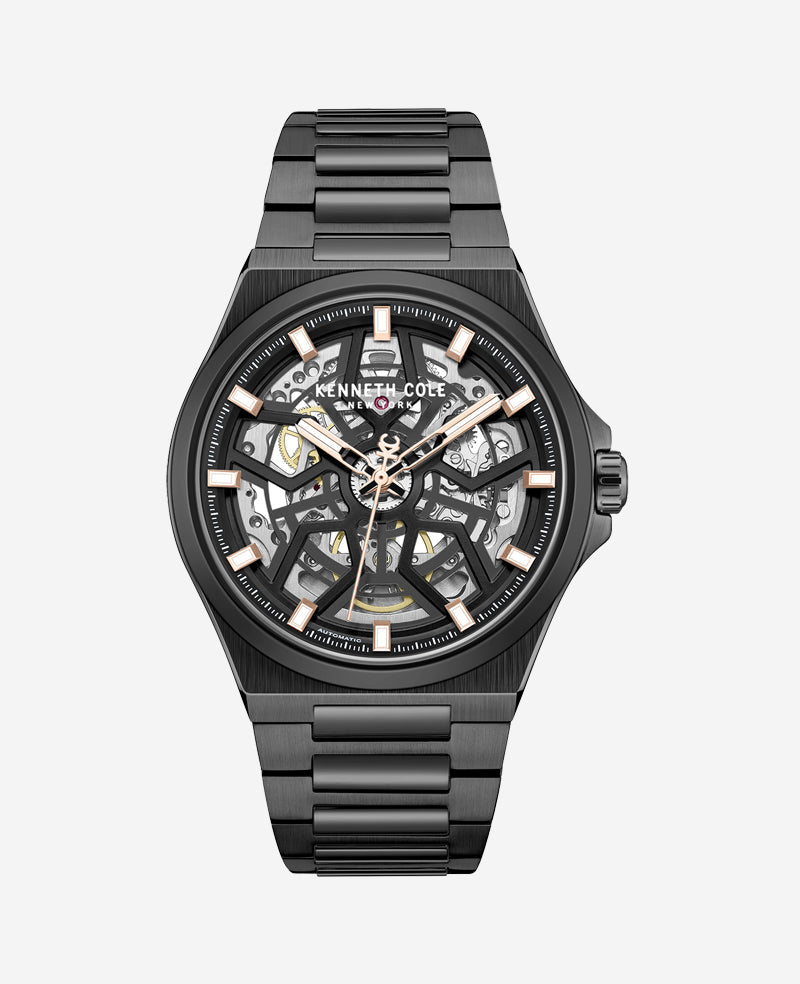 Kenneth Cole Men’s Skeleton Automatic Watch – 5ATM Black | Kenneth Cole