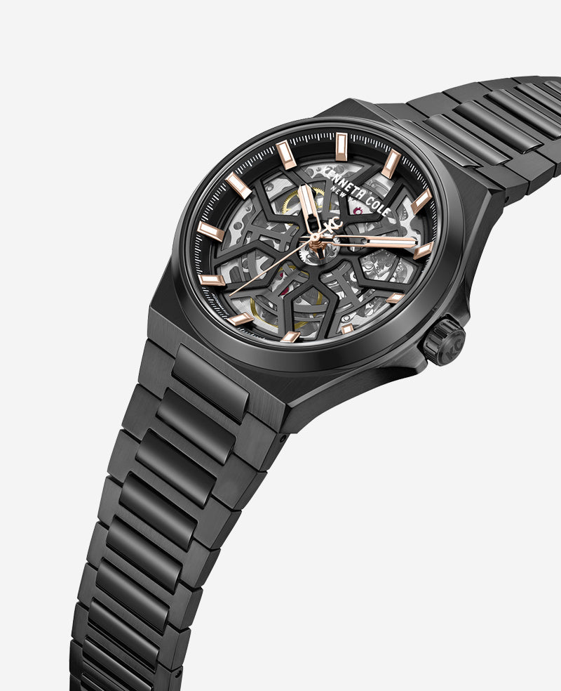 Kenneth Cole Men’s Skeleton Automatic Watch – 5ATM Black | Kenneth Cole