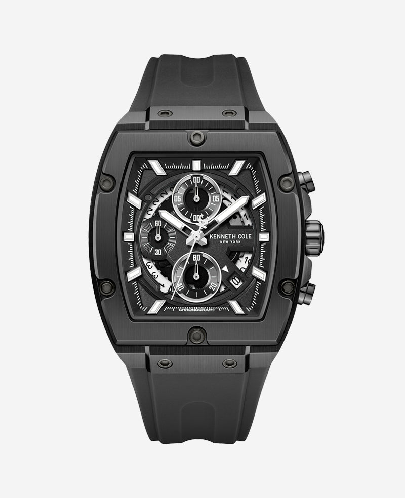 Kenneth Cole Shop Men’s Chronograph Sport Silicone Watch, Black | KC