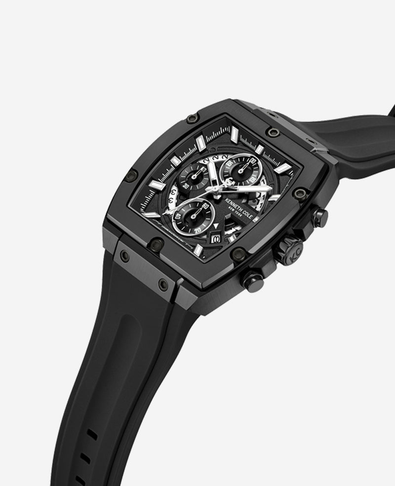 Kenneth Cole Shop Men’s Chronograph Sport Silicone Watch, Black | KC