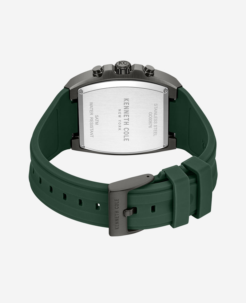 Kenneth Cole Men’s Chronograph Sport Silicone Watch – Green/Gold | KC