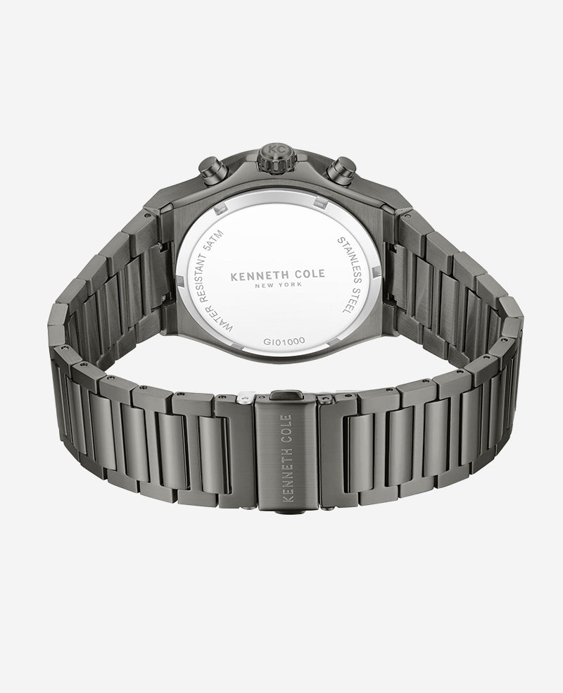 Kenneth Cole Dress Sport Chronograph Multi Tone Dial Stainless Steel Bracelet Watch