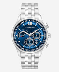 Kenneth Cole Dress Sport Chronograph Blue Dial Stainless Steel Bracelet Watch