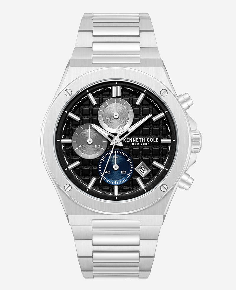 Kenneth Cole Dress Sport Chronograph Black Dial Stainless Steel Bracelet Watch