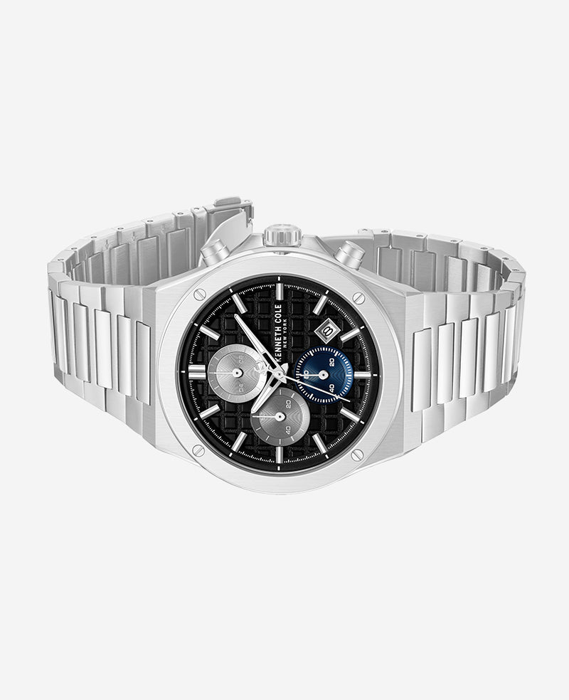 Kenneth Cole Dress Sport Chronograph Black Dial Stainless Steel Bracelet Watch
