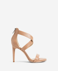 Kenneth Cole Brooke Cross Strap Heeled Sandal – Latte Leather | KC