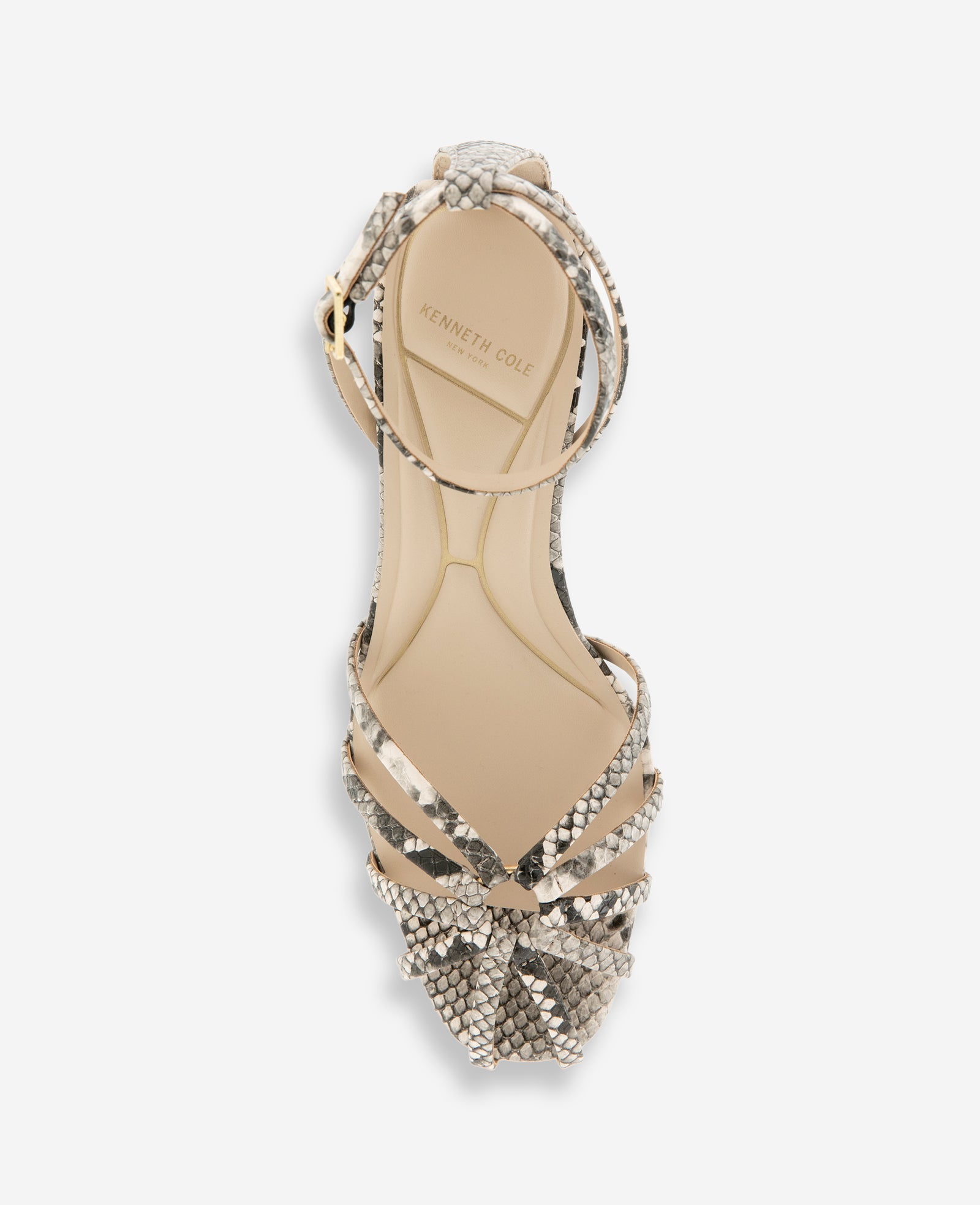 Kenneth Cole Genevieve Embossed Cage Toe Ankle Strap Heel
