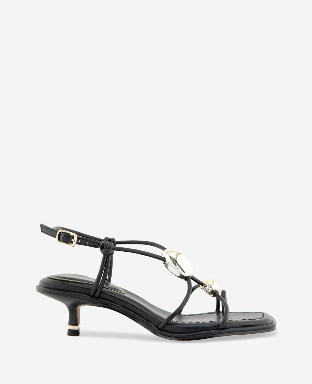 Kenneth Cole Gemma Embellished Strappy Leather Kitten Heel Sandal