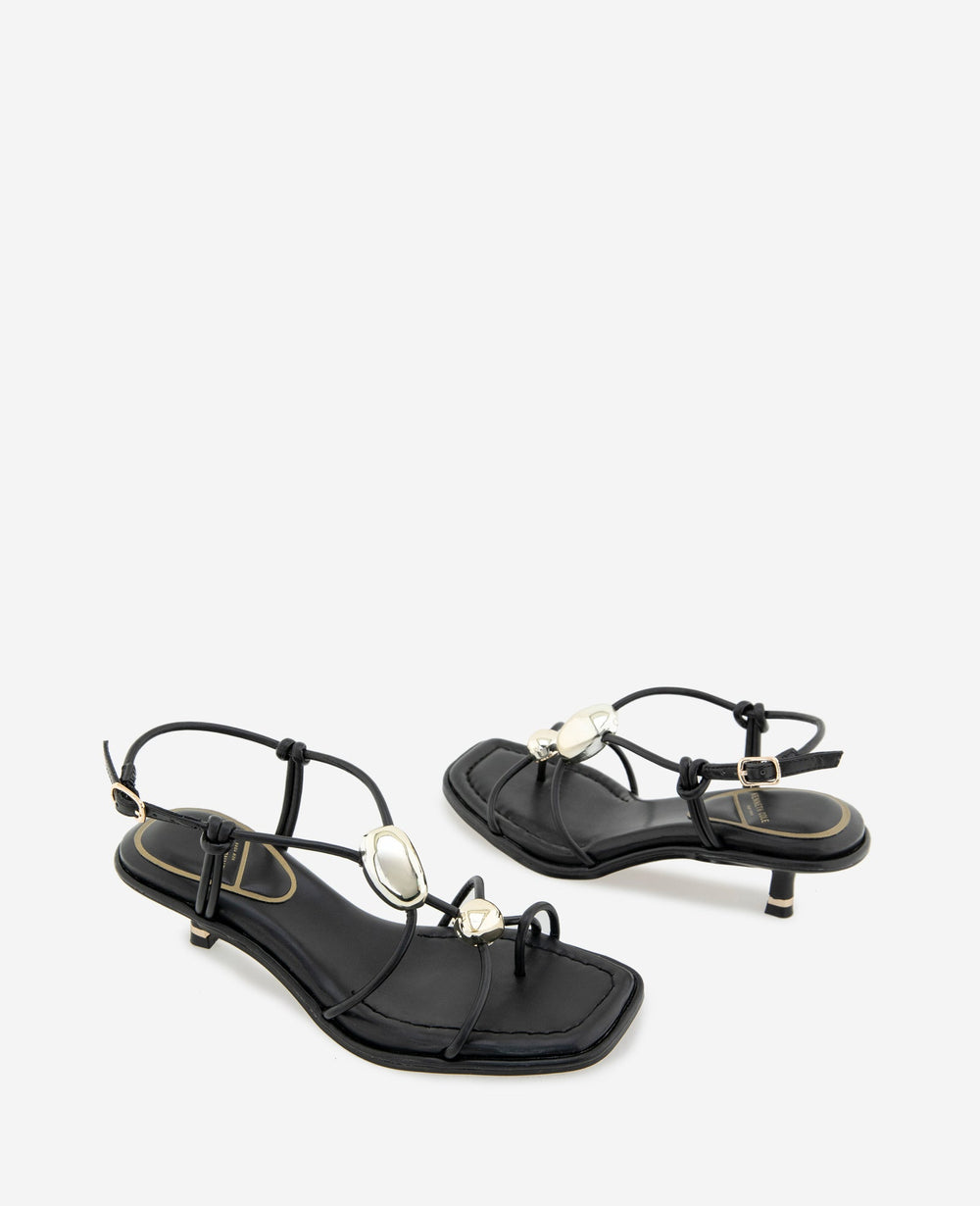 Kenneth Cole Gemma Embellished Strappy Leather Kitten Heel Sandal