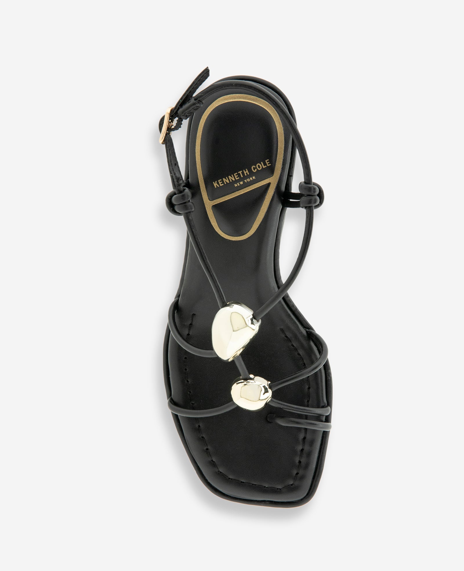 Kenneth Cole Gemma Embellished Strappy Leather Kitten Heel Sandal