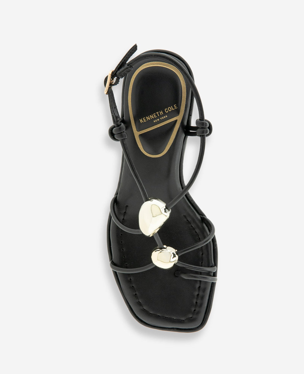 Kenneth Cole Gemma Embellished Strappy Leather Kitten Heel Sandal