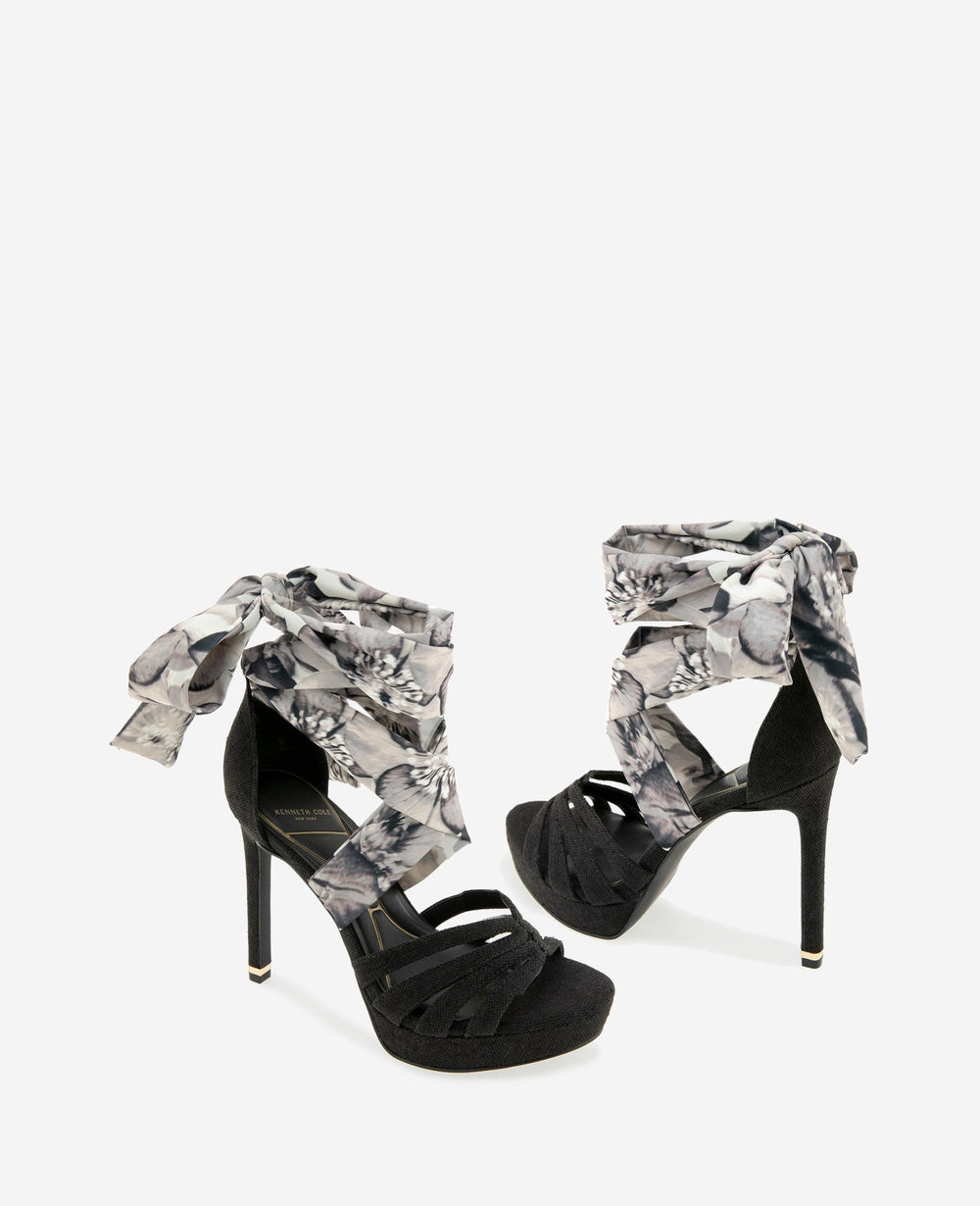 Kenneth Cole Nikkii Printed Fabric Wrap Around Platform Heel