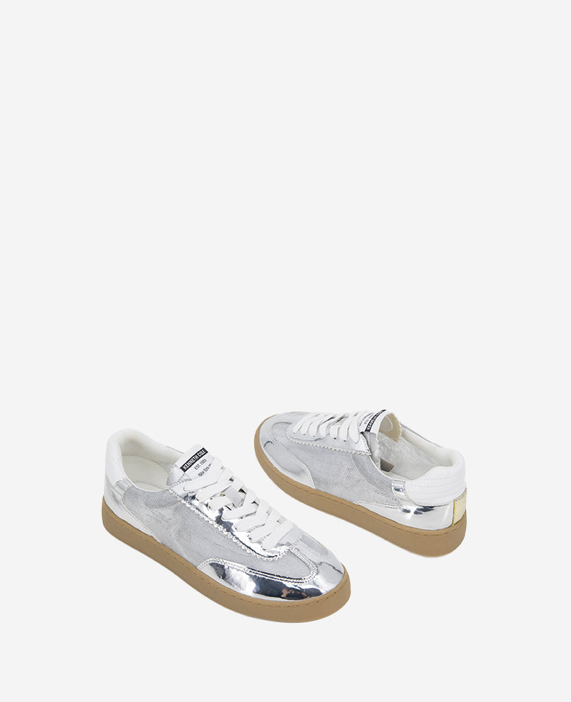 Kenneth Cole Sam Metallic Leather Mesh Sneaker – Shiny, Comfy & Iconic