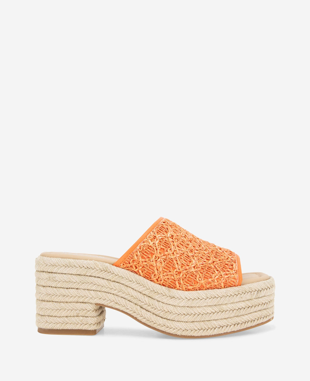 Kenneth Cole Shop Elissa Orange Raffia Platform Sandal | KC Reaction