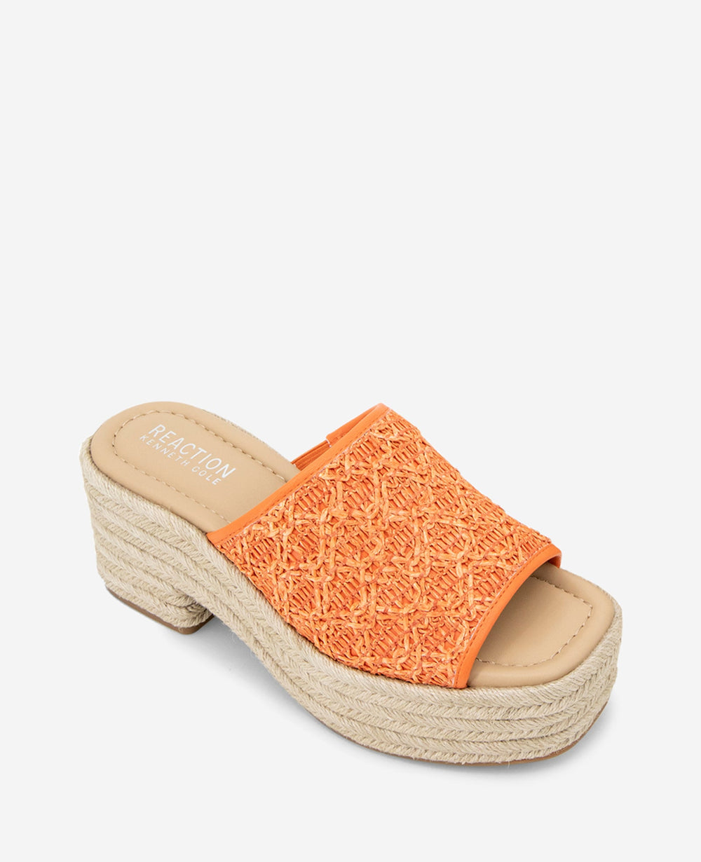 Kenneth Cole Shop Elissa Orange Raffia Platform Sandal | KC Reaction