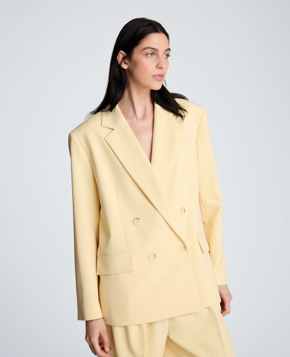 Kenneth Cole Vision Twill Double Breasted Boyfriend Jacket
