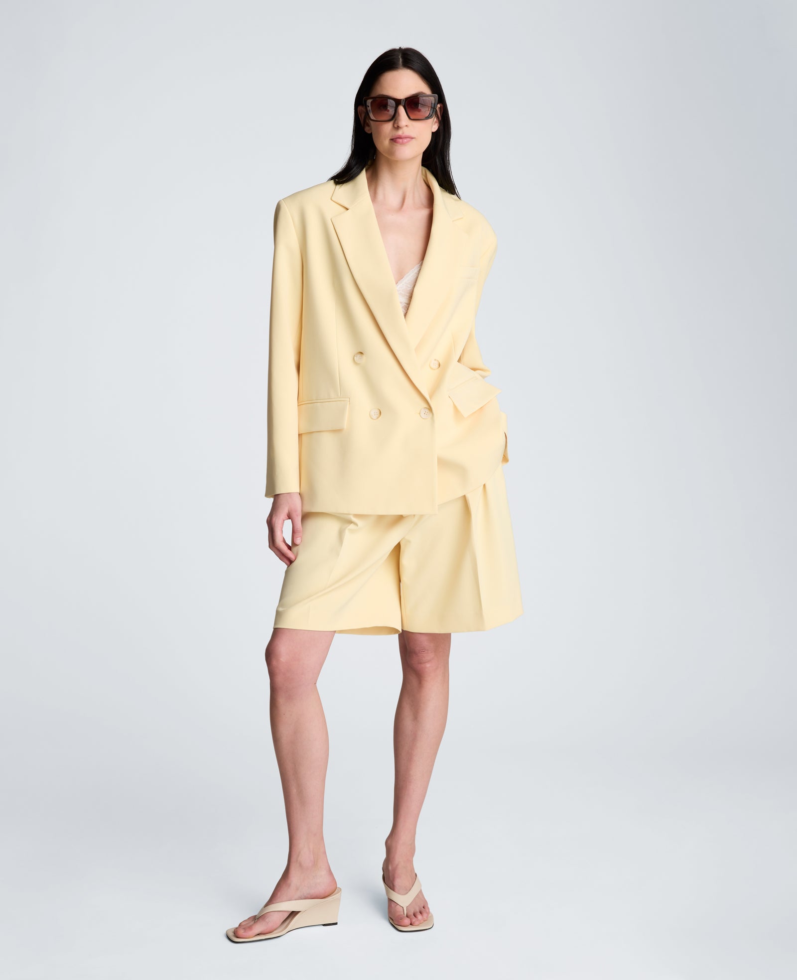 Kenneth Cole Vision Twill Double Breasted Boyfriend Jacket