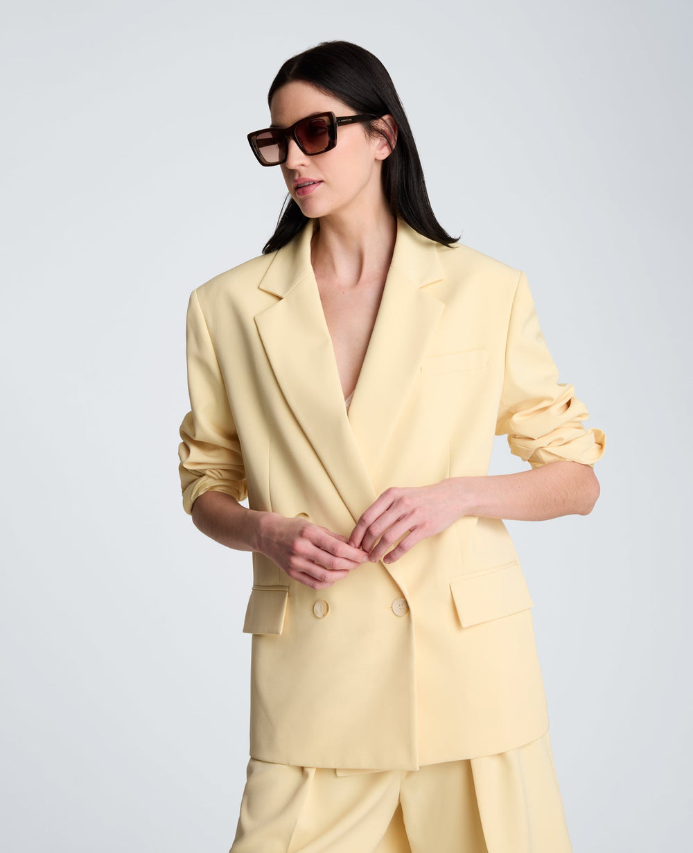 Kenneth Cole Vision Twill Double Breasted Boyfriend Jacket