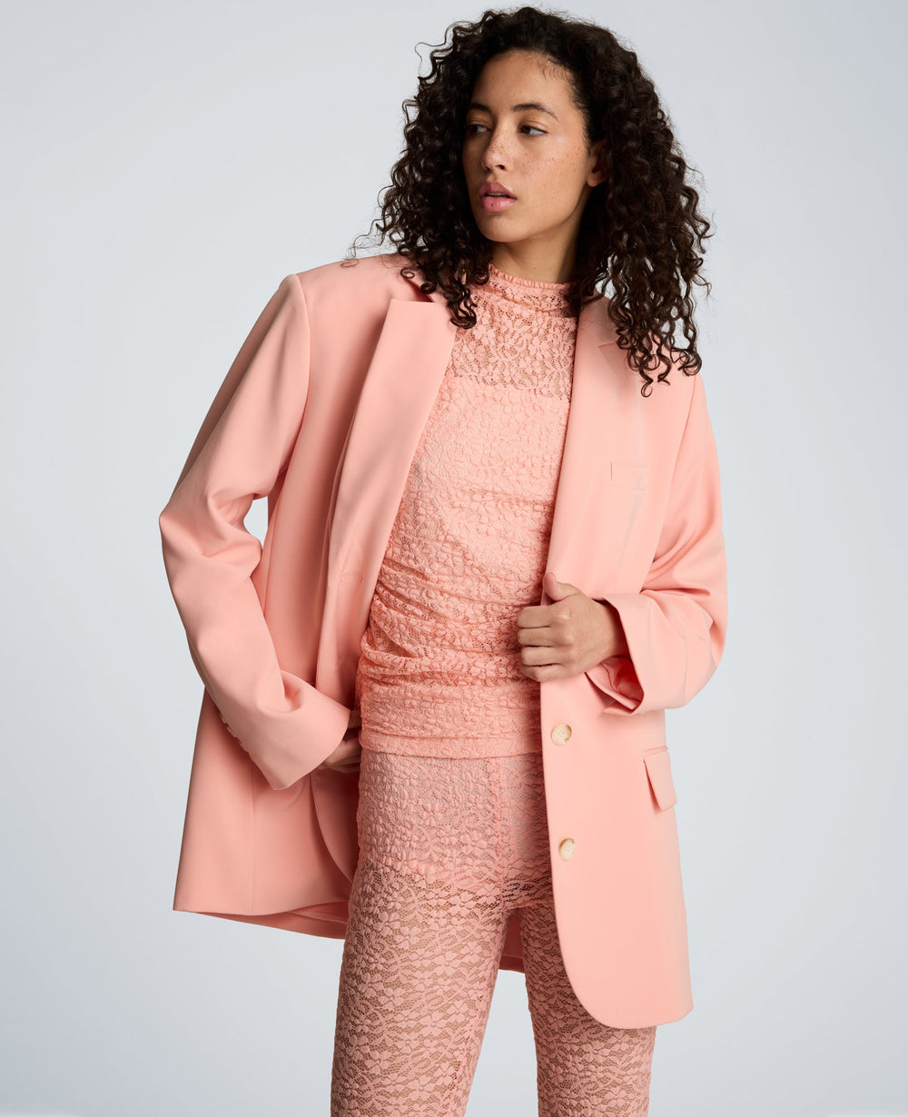 Kenneth Cole Vision Twill Three Button Boyfriend Jacket with Flap Pockets