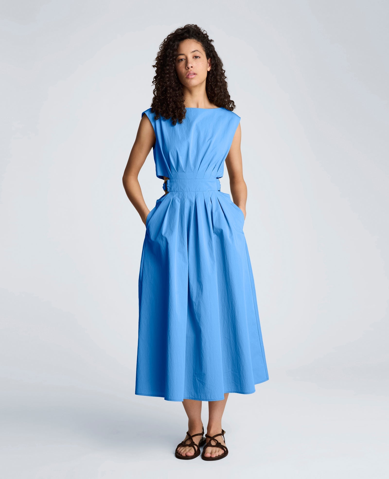 Kenneth Cole Shop Cotton Poplin Midi Dress – Lake Blue | Kenneth Cole